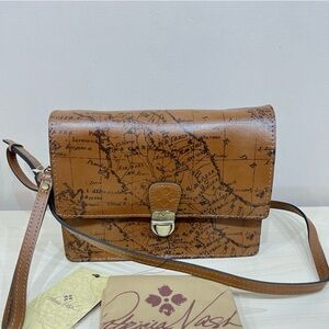 Patricia Nash Tan Map Crossbody Bag W Dust bag